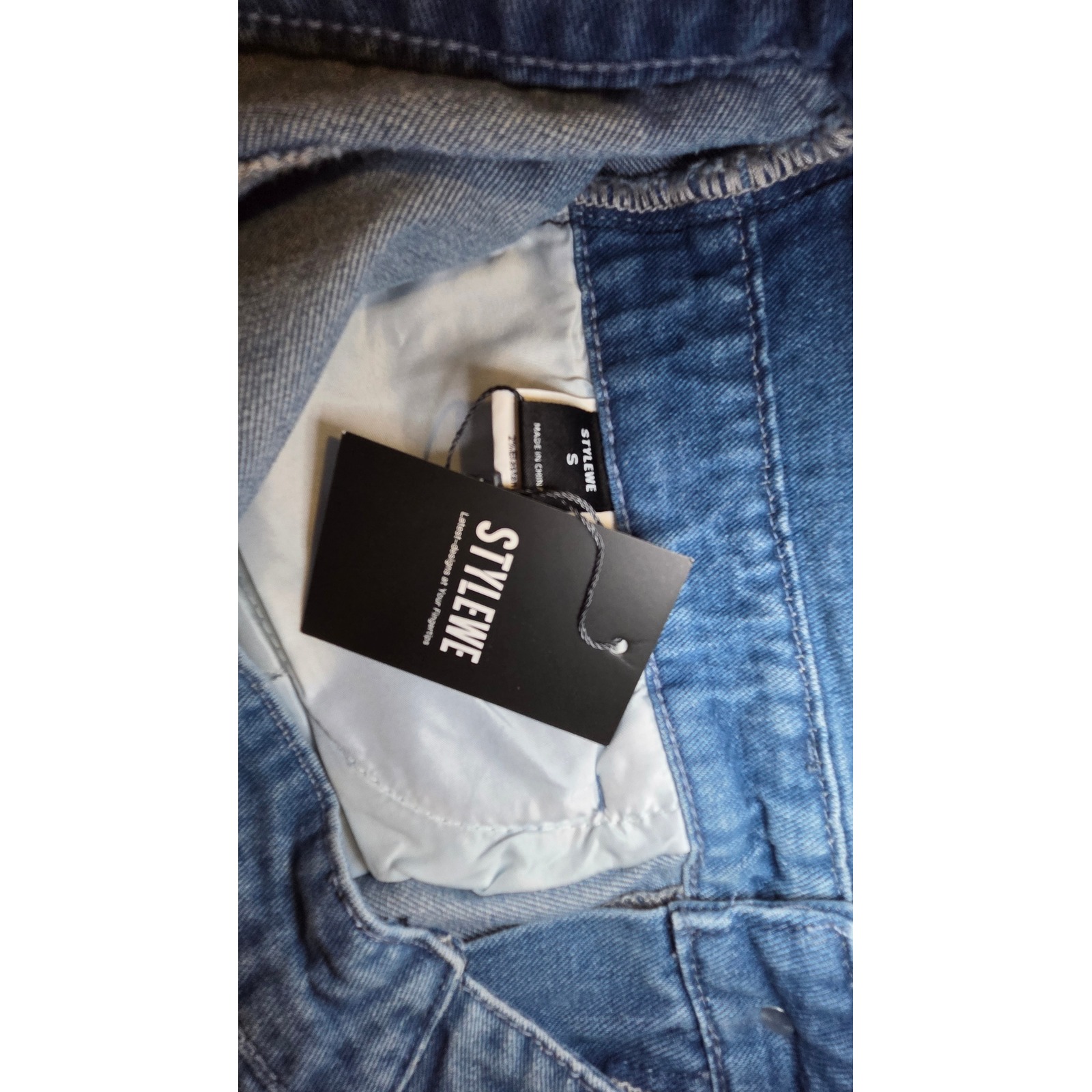 High Waisted Denim Bermuda Shorts Size S Blue Cotton Blend — image 6 of 7